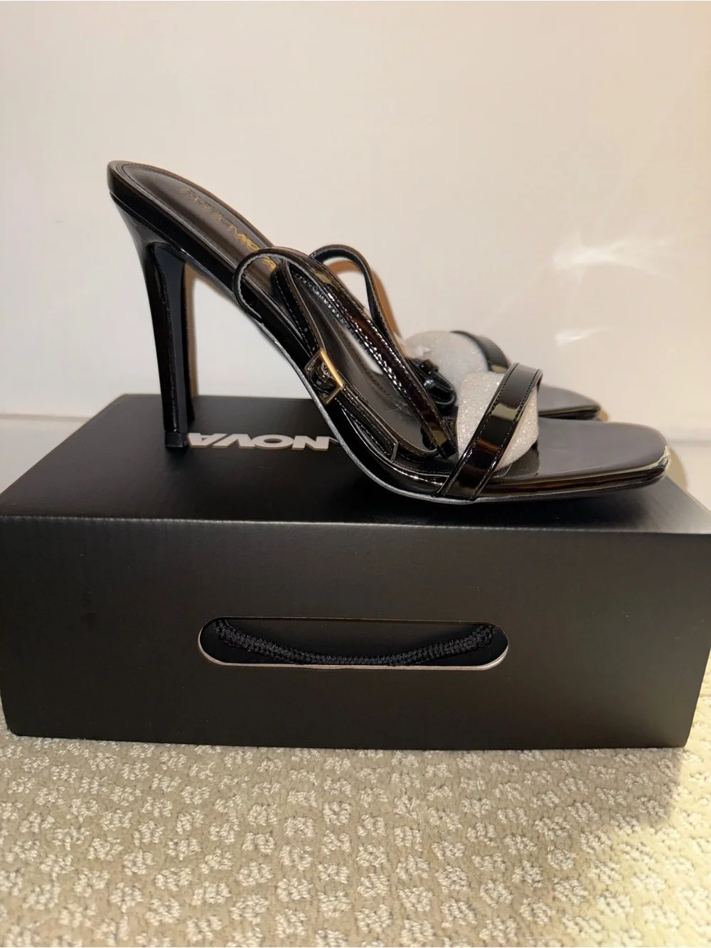 Black Strappy High Heel Sandals